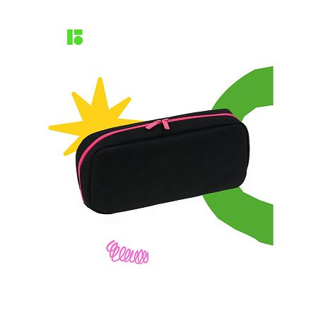 Пенал мягкий 1 отделение, 1 карман, 215*95*44 Berlingo "Black and pink", полиэстер, внутренний органайзер 