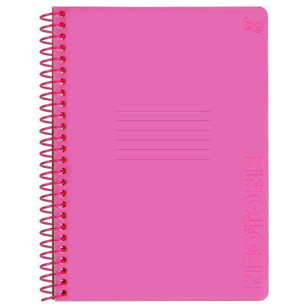 Тетрадь 48л., А5, клетка на пластиковом гребне, BG "Neon. Pink", пластиковая обложка