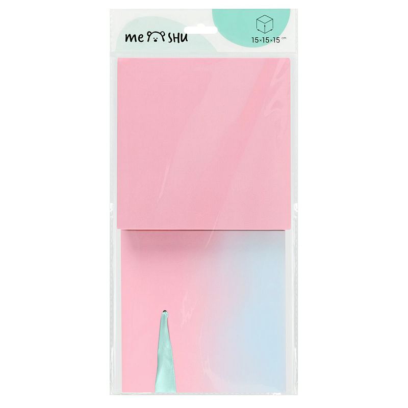 Коробка складная подарочная MESHU "Duotone. Mint-Pink gradient", (15*15*15см), с лентой