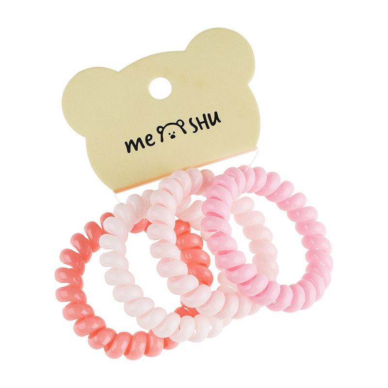 Резинки для волос MESHU, пружинки, розовые ассорти, 4шт., диаметр 4,5см, европодвес