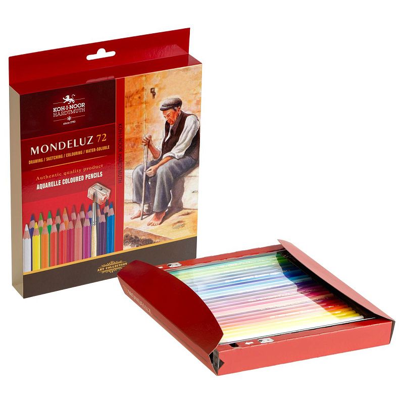 Карандаши акварельные Koh-I-Noor "Mondeluz Old Man", 72цв., заточен., кисть+точилка, картон, европодвес