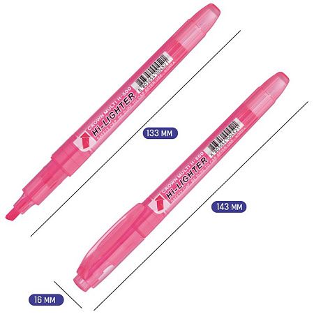 Набор текстовыделителей Crown "Multi Hi-Lighter" 04цв., 1-4мм, чехол с европодвесом 