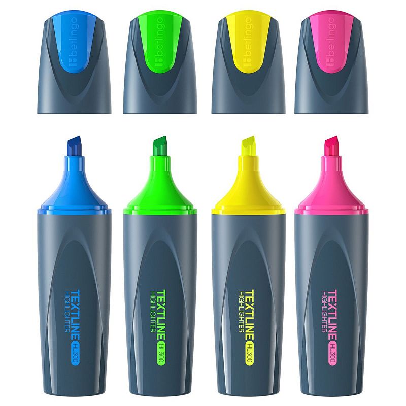 Набор текстовыделителей Berlingo "Textline HL300" 04цв., 1-5мм, европодвес 