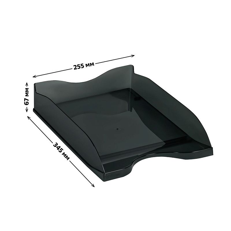 Лоток для бумаг горизонтальный СТАММ "Тропик", тонированный черный