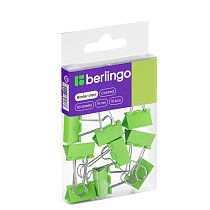 Зажимы для бумаг 19мм, Berlingo, 10шт., цветные, ПВХ упак., европодвес, зеленые