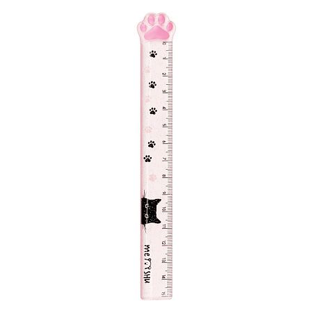 Линейка 15см MESHU "Paw", пластиковая, тонированная, с блестками, европодвес 