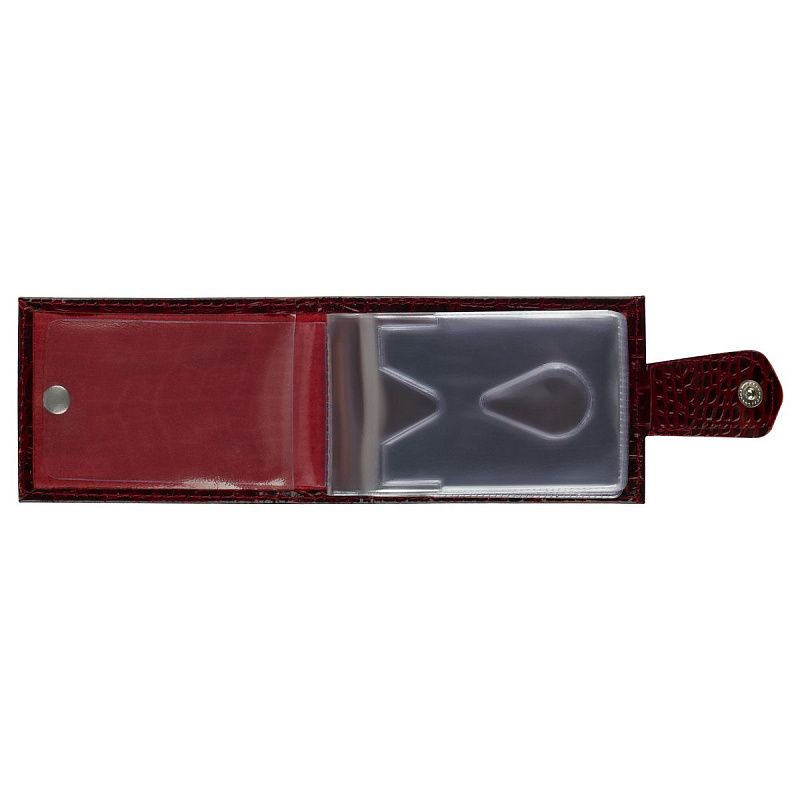 Кредитница OfficeSpace на 18 карт с кнопкой, кожа тип 1.1, крокодил лак, бордо, горизонтальная 