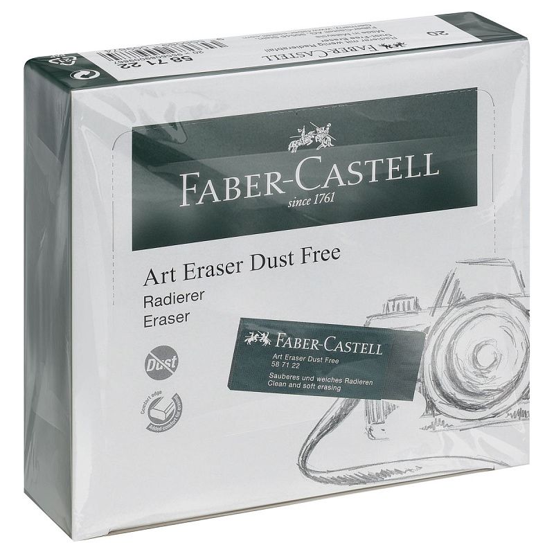 Ластик Faber-Castell "Dust-Free", прямоугольный, картонный футляр, 45*22*13мм, темно-зеленый 