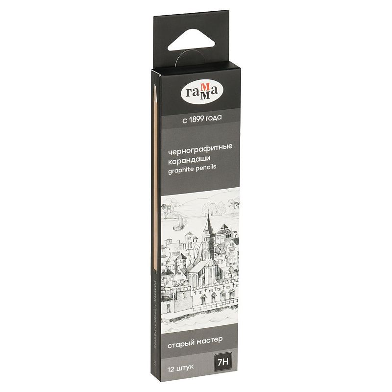 Карандаш ч/г Гамма "Старый мастер", 7H, заточен. 