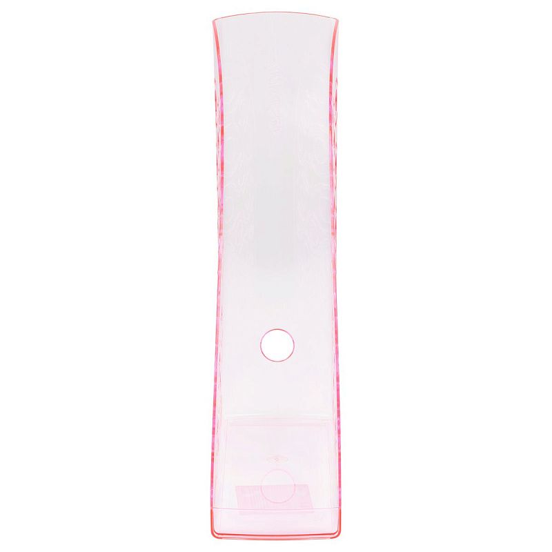 Лоток для бумаг вертикальный СТАММ "Вега", тонированный неоновый розовый, ширина 90мм