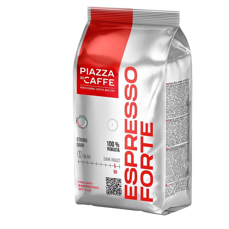 Кофе в зернах Piazza del caffe "Espresso Forte", вакуумный пакет, 900г.