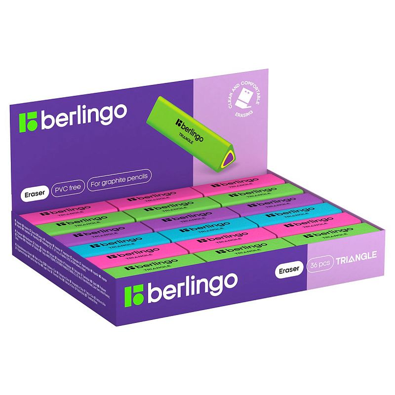 Ластик Berlingo "Triangle", треугольный, термопластичная резина, 44*15*15мм 