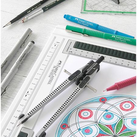 Циркуль Faber-Castell "Grip", + грифели, пластиковый футляр 