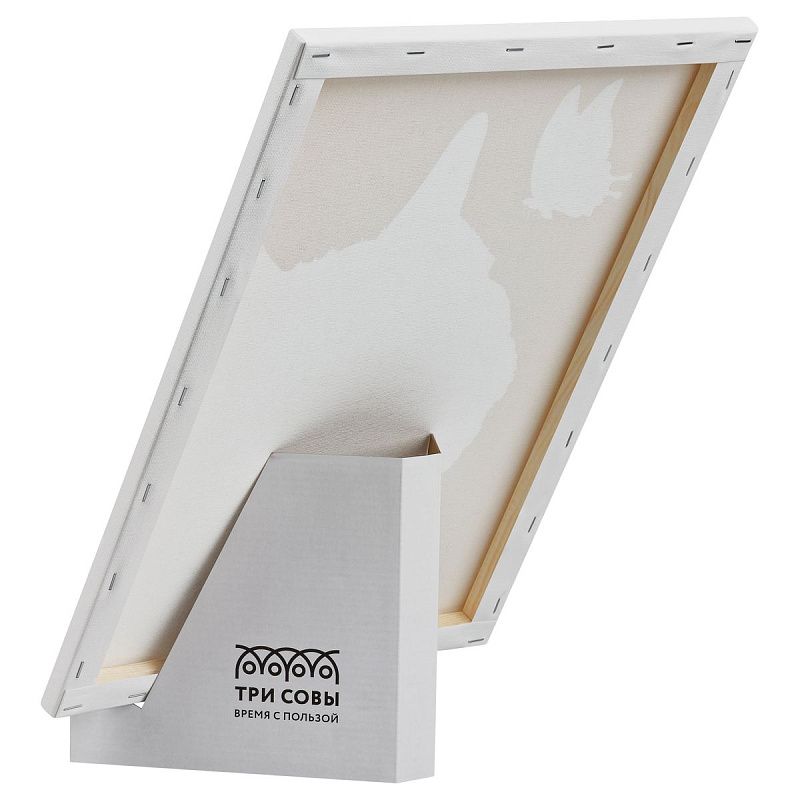 Картина по номерам на холсте с глиттером ТРИ СОВЫ "Кот и бабочка", 30*40, с акриловыми красками и кистями