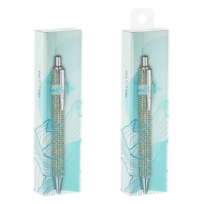 Ручка шариковая автоматическая MESHU "Green diamond" синяя, 1,0мм 