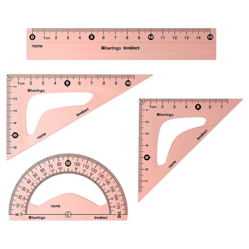 Набор чертежный малый Berlingo "Instinct" (треуг. 2шт., линейка 15см, транспортир), ассорти 