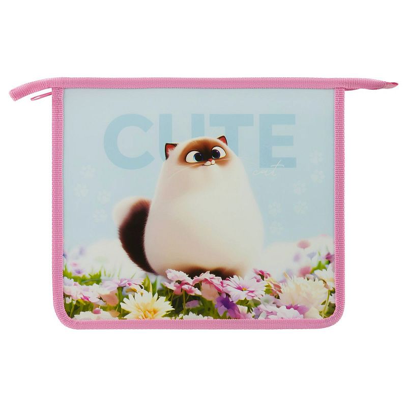 Папка для тетрадей 1 отделение, ArtSpace "Cute cat", А5, пластик, на молнии 