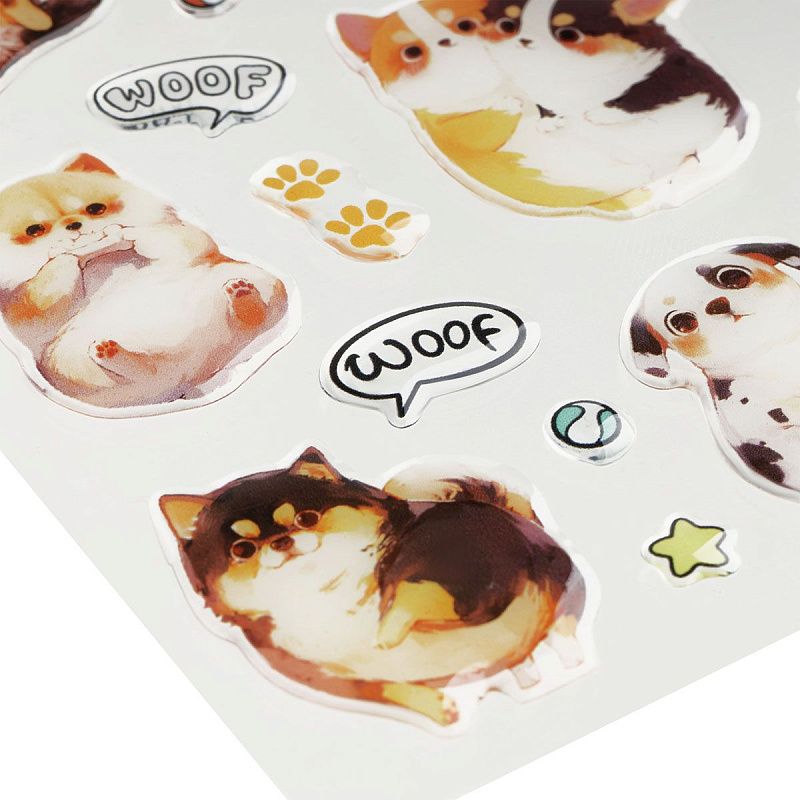 Наклейки гелевые MESHU  "Cute Dog" , 10*23см, инд. уп., европодвес