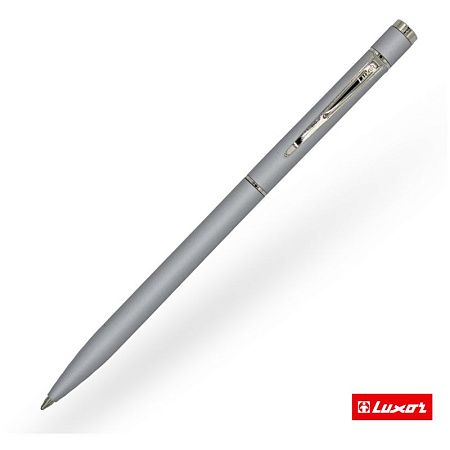 Ручка шариковая Luxor "Sleek" синяя, 1,0мм, корпус серый металлик, поворотный механизм 