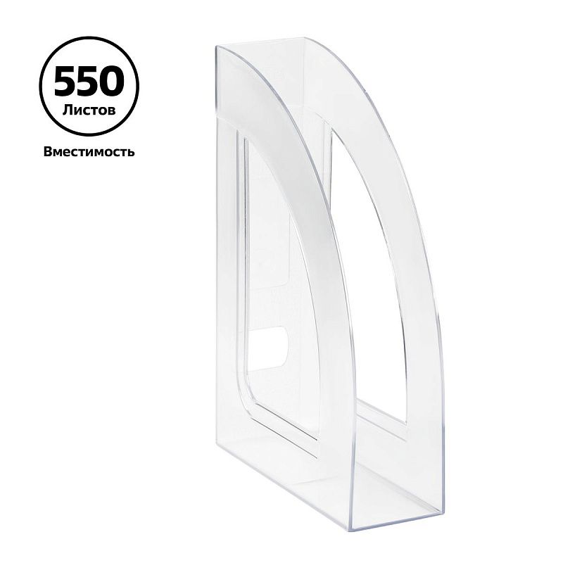 Лоток для бумаг вертикальный СТАММ "Респект", прозрачный, ширина 70мм