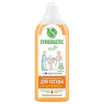 Средство для мытья посуды, фруктов, игрушек Synergetic "Сочный апельсин", антибакт, с дозатором, 1л 