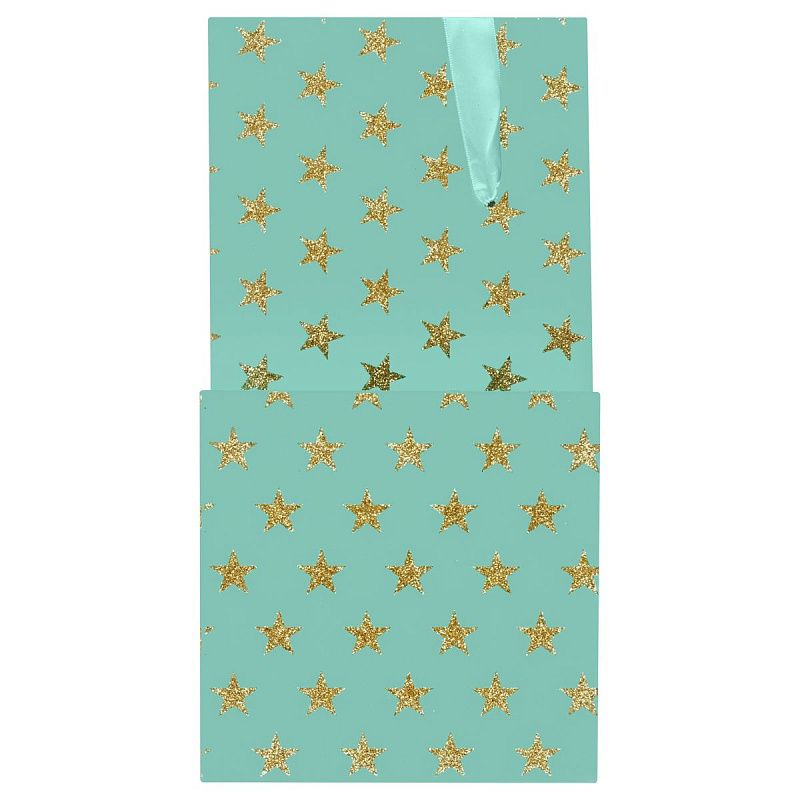 Коробка складная подарочная MESHU "Stars", (15*15*15см), с лентой, отд. блестками