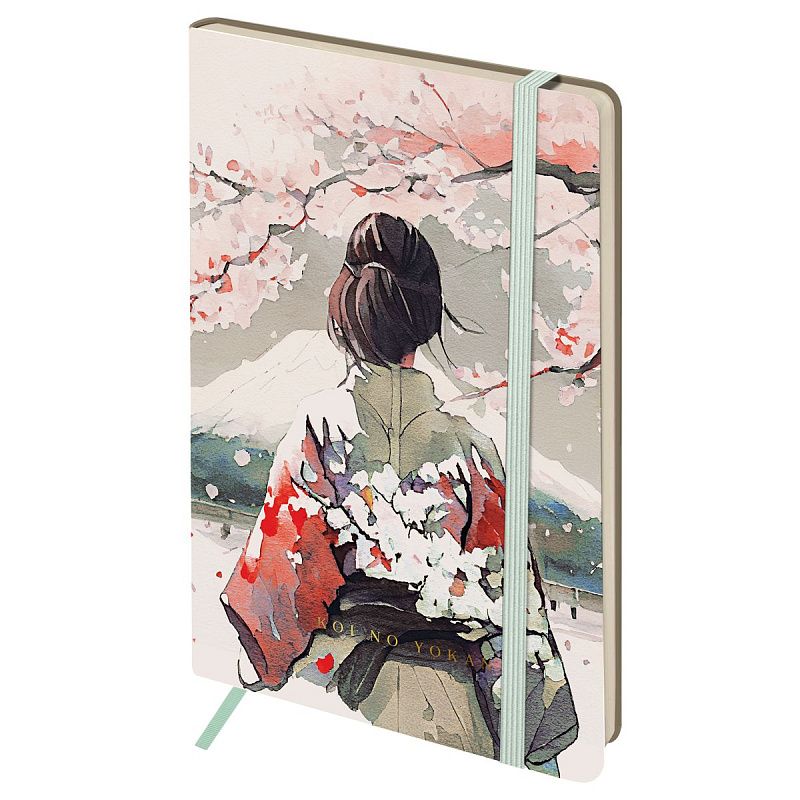Записная книжка А5 80л. ЛАЙТ, кожзам, Greenwich Line "Sakura. Wise beauty", с резинкой, тиснение фольгой, блок в линию