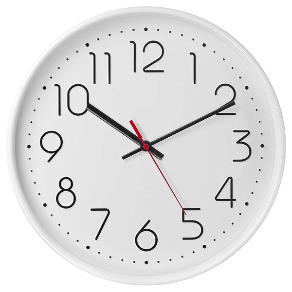 Часы настенные ход плавный, Troyka 76771783, круглые, рельефные цифры, 30*30*5, белая рамка