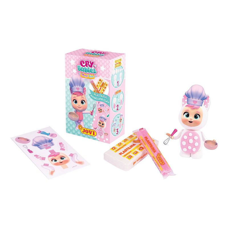 Набор с пластилином Cry Babies JOVI, 2 бруска 2-х цветов 15 и 50 гр, трафарет из картона , ассорти (Coney, Lady, Dotty, Lala)