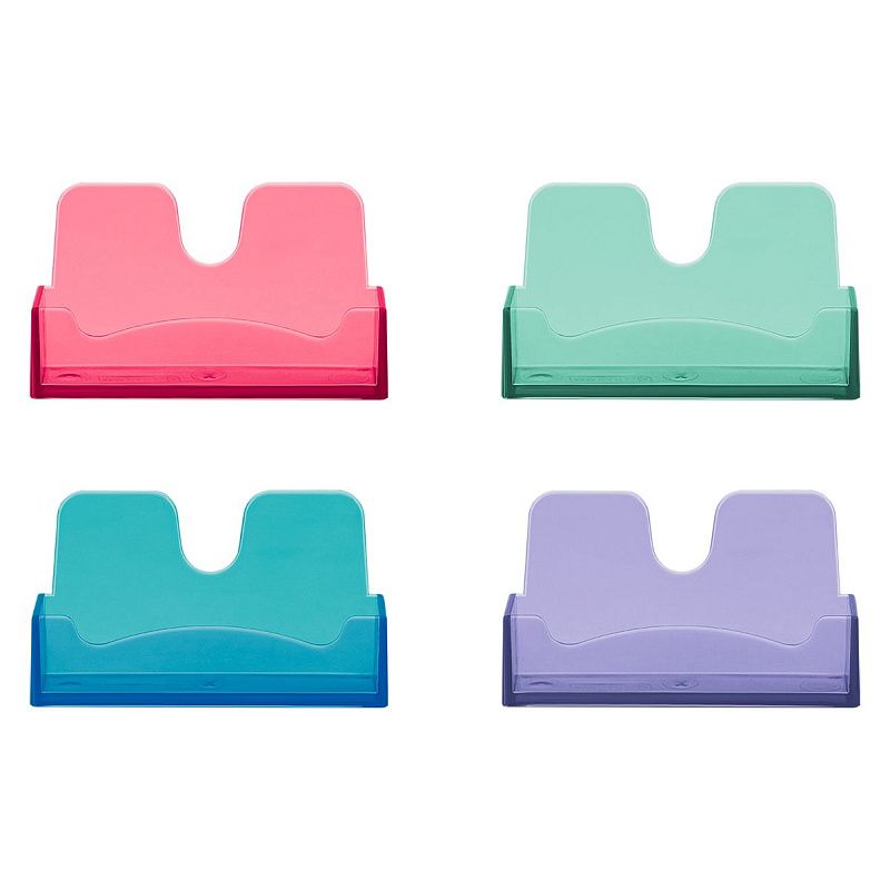 Подставка для визиток настольная СТАММ, 40*100мм, пастельные цвета, ассорти