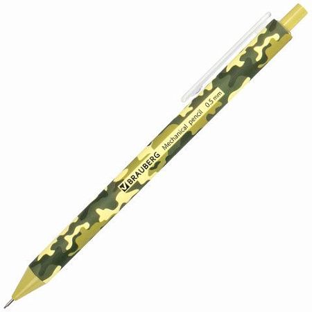 Карандаш механический 0,5 мм, BRAUBERG SOFT PRINT MILITARY, HB, корпус soft-touch ассорти, 181959 