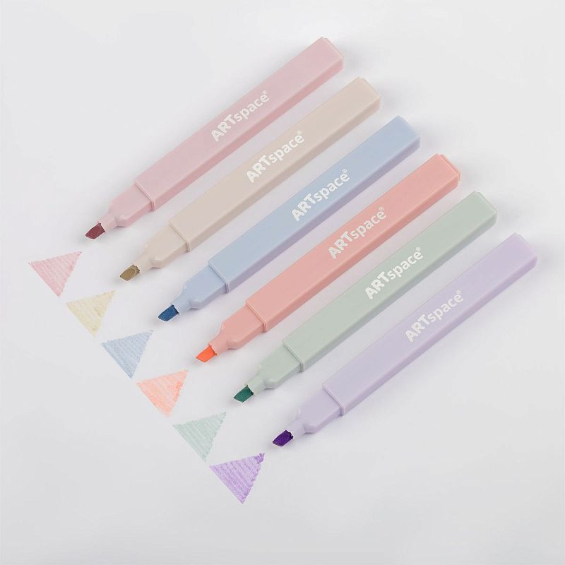 Набор текстовыделителей ArtSpace "Thin trace", 06цв., пастельные цвета, 1-3мм, ПВХ бокс с подложкой, европодвес 