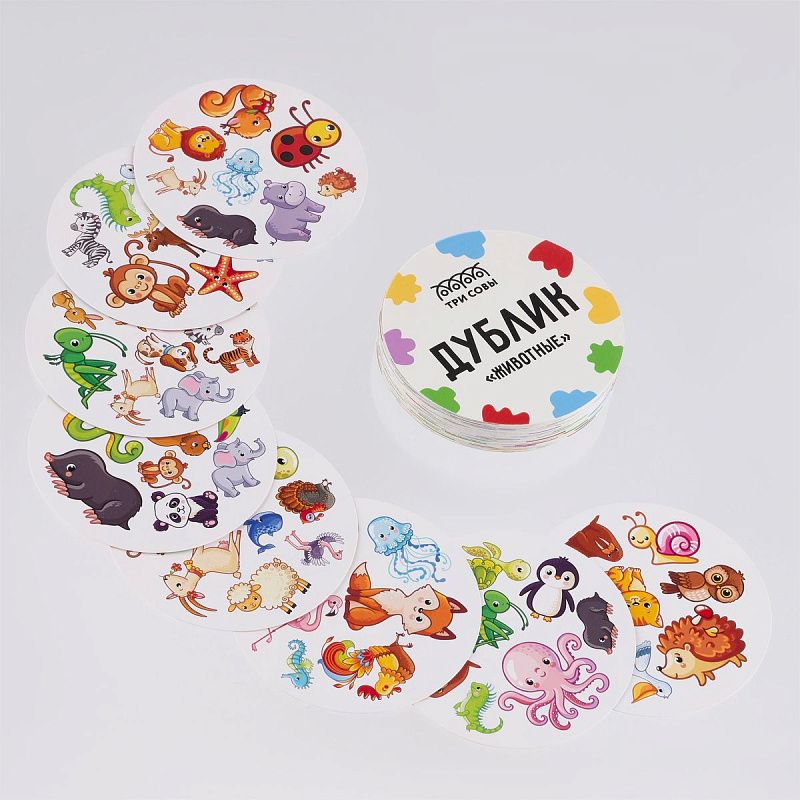 Игра настольная ТРИ СОВЫ "Дублик. Животные" 60 карточек 