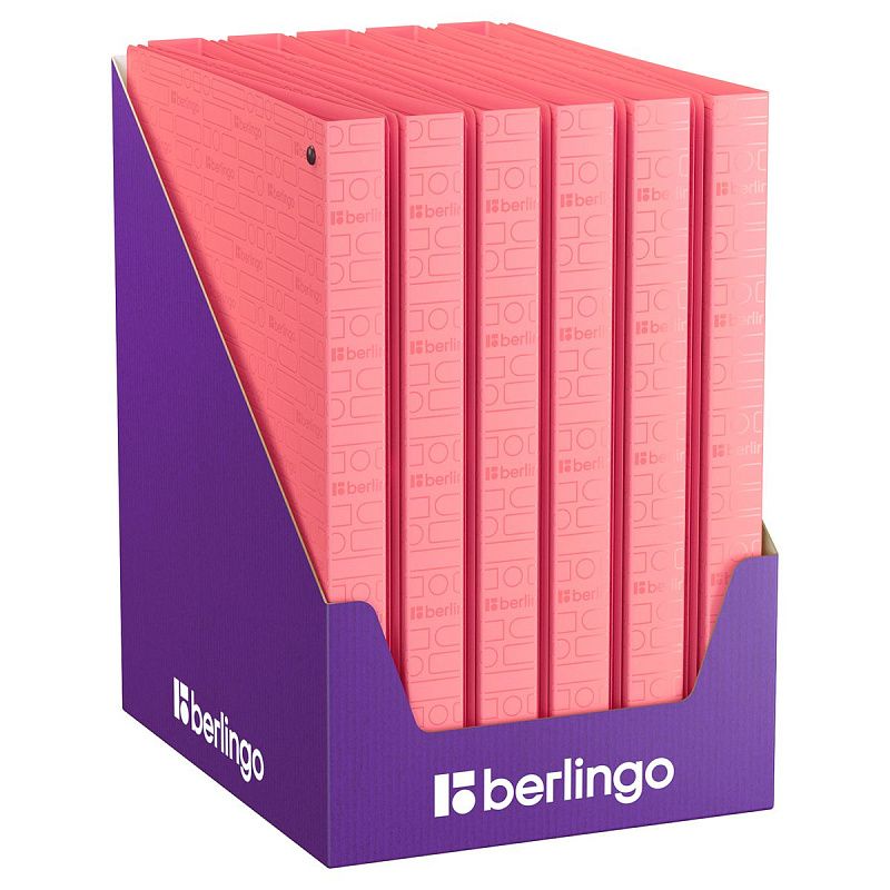 Папка на 4 кольцах Berlingo "Your Way", А4, 24мм, 600мкм, коралловая, D-кольца, с внутр. карманом 