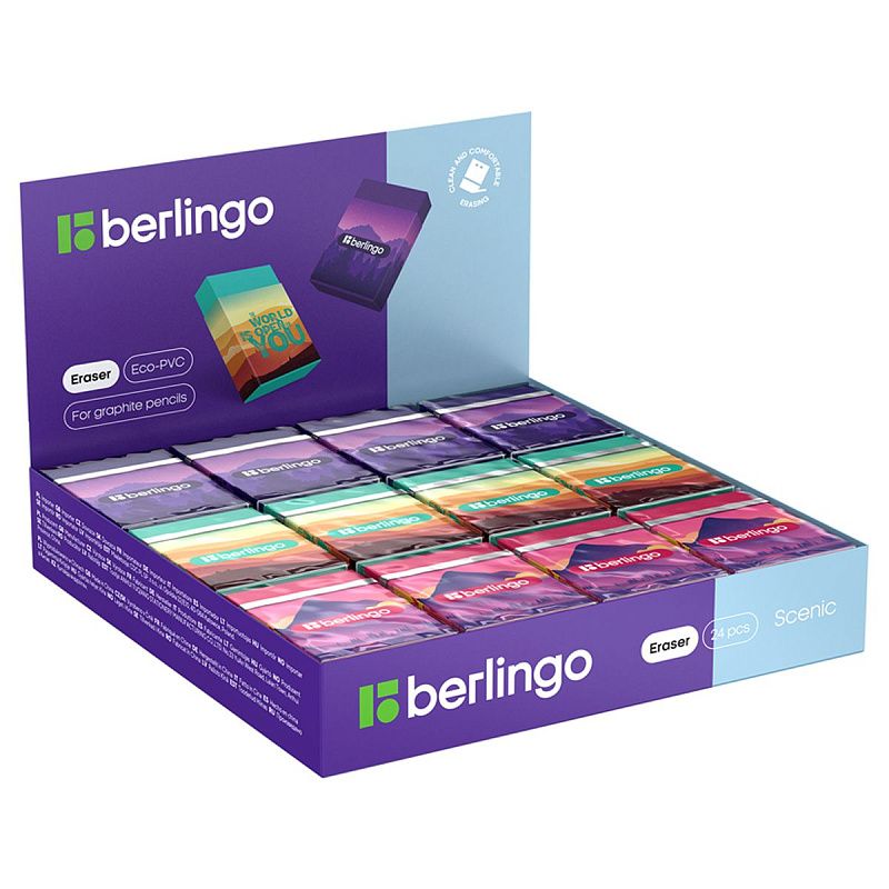 Ластик Berlingo "Scenic", Eco-PVC, картонный держатель, 45*32*11мм 