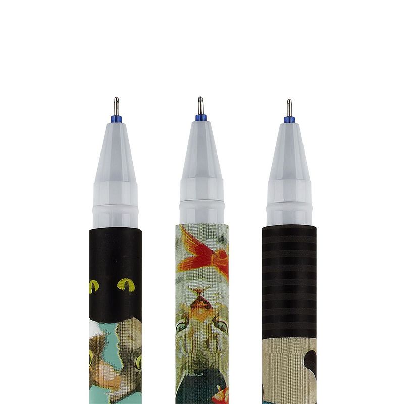 Ручка гелевая стираемая MESHU "Moody cats" синяя, 0,5мм, корпус ассорти 