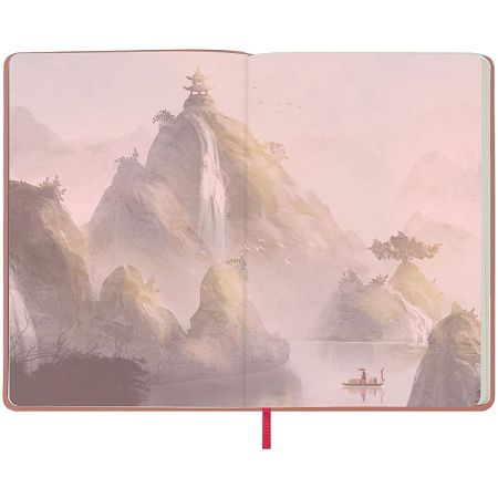 Записная книжка А5 80л. ЛАЙТ, кожзам, Greenwich Line "Sakura. Lonely mountain", с резинкой, тиснение фольгой, блок в линию