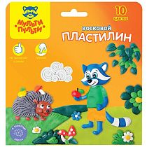 Пластилин Мульти-Пульти "Енот в лесу", 10 цветов, 150г, восковой, со стеком, картон, европодвес
