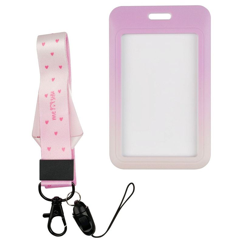 Бейдж вертикальный MESHU "Cute Cat", 110*70мм, лента с карабином, 2D печать, опп пакет, европодвес