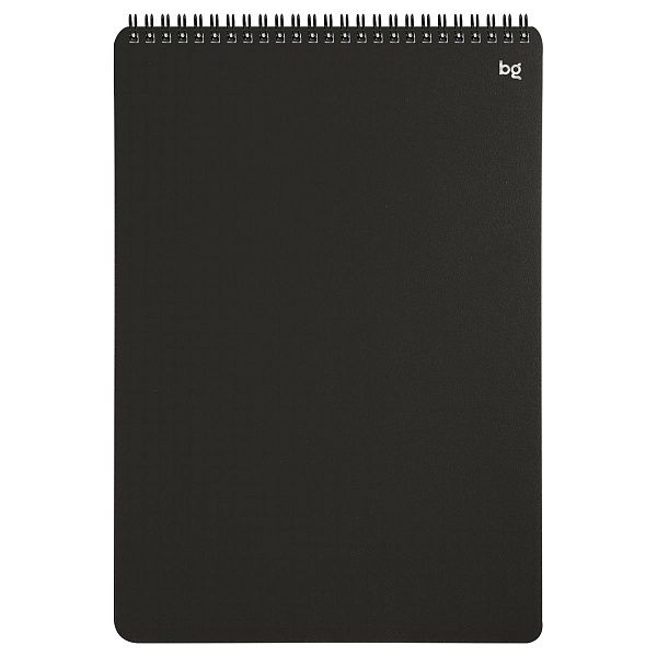 Блокнот А4 80л. на гребне BG "Base", пластиковая обложка, черный