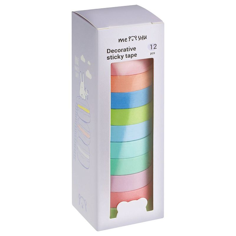 Набор клейких декоративных лент MESHU "Macaron", 12шт
