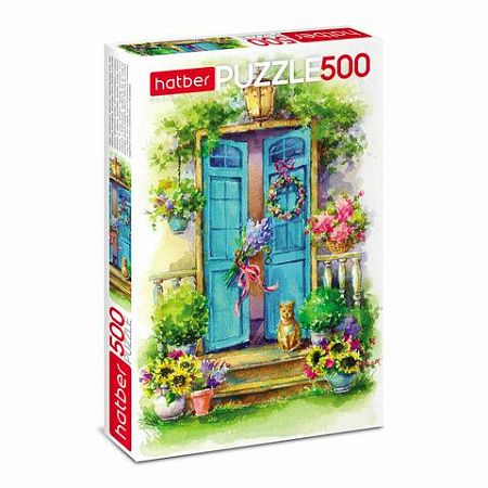 Пазл картонный 500 элементов АССОРТИ, 14 дизайнов, 330х480 мм, HATBER 