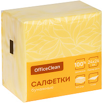 Салфетки бумажные OfficeClean, 1 слойн., 24*24см, желтые, 100шт.