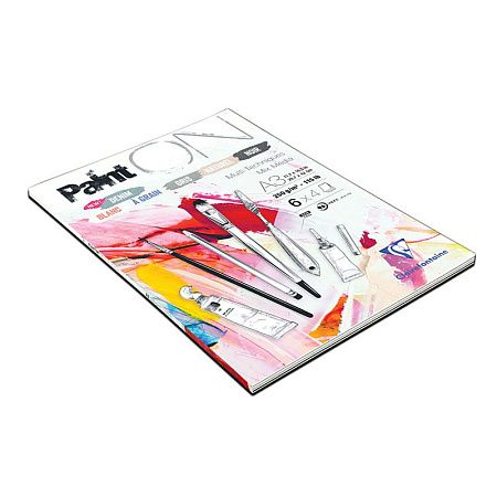 Скетчбук - альбом для смешанных техник 24л., А3 Clairefontaine "Paint ON", на склейке, 6 цветов, 250г/м2