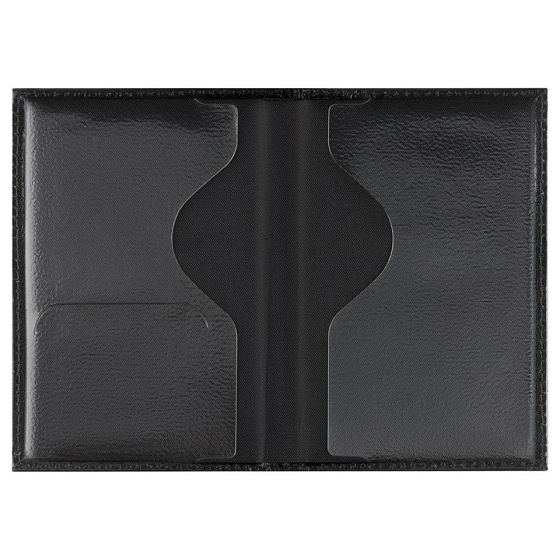 Обложка для паспорта OfficeSpace натуральная кожа Шик, текстура гладкая, тиснение "ПАСПОРТ", подклад текстиль, черный, металлический шильд Герб 