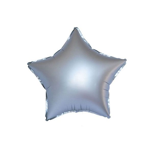 Воздушный шар, 45см, ПатиБум, "Звезда. Серебро", фольгированный