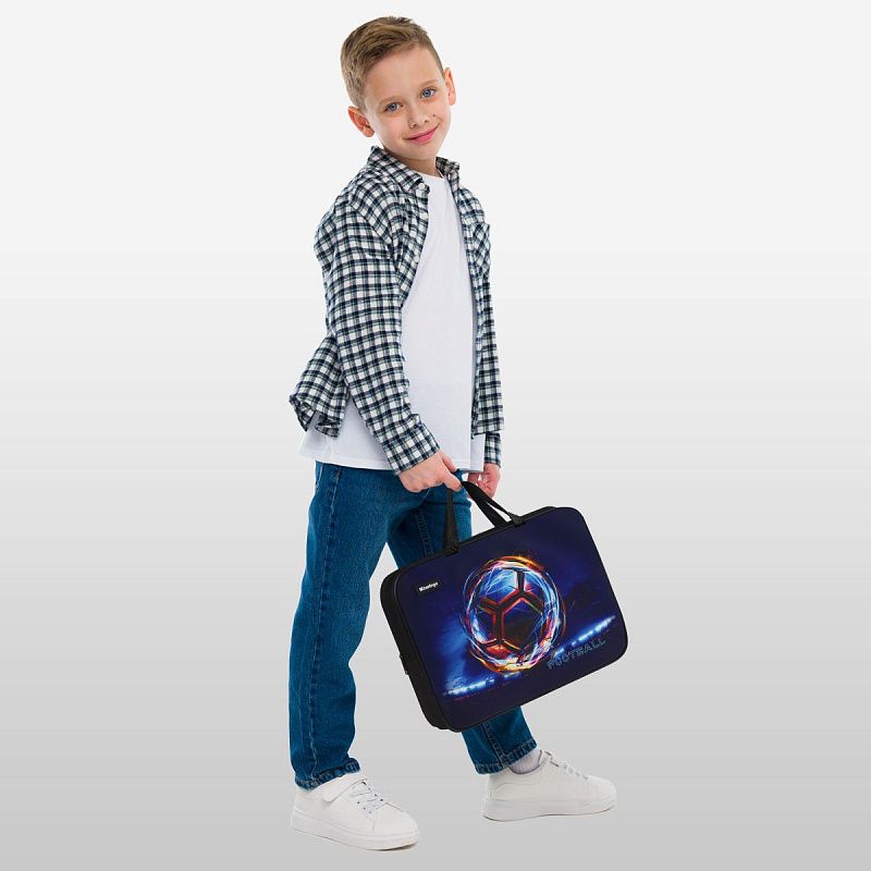 Папка текстильная с ручками 1 отделение, А4 Berlingo "Cyber Football", 350*265*80мм, текстиль, на молнии 