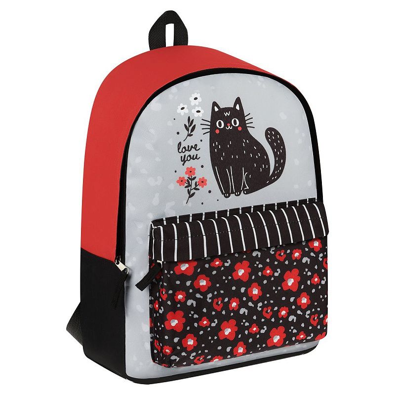 Рюкзак ArtSpace Street "Black Cat with Flowers", 40*29*18см, 1 отделение, 1 карман