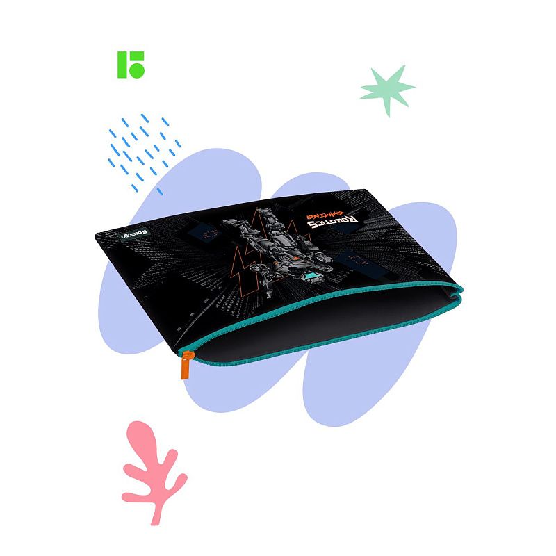 УЦЕНКА - Папка текстильная 1 отделение, А4 Berlingo "Robotics gaming", 335*245мм, полиэстер, на молнии (осн 352018) 