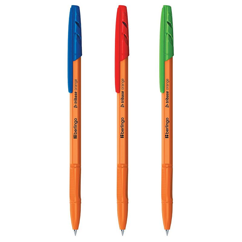 Набор шариковых ручек Berlingo "Tribase orange" 3шт., 3цв., 0,7мм, европодвес 